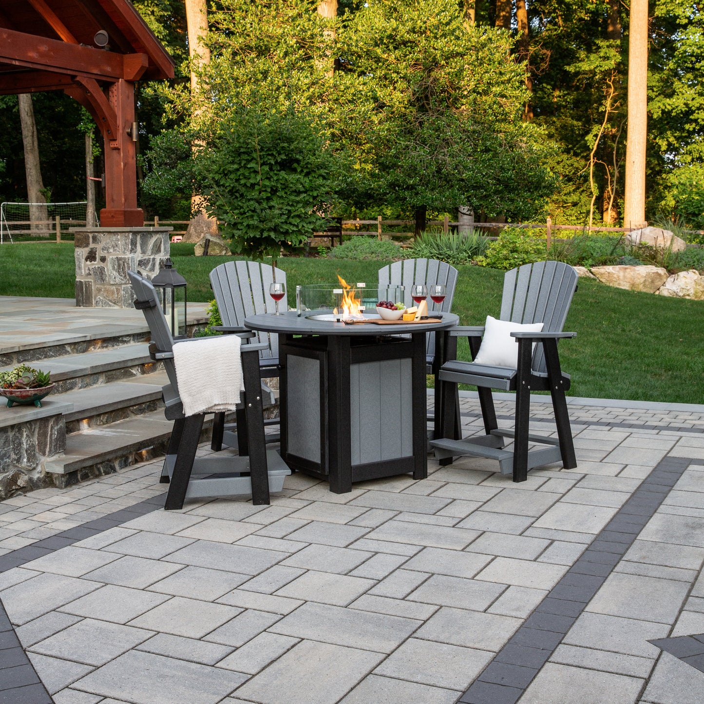 Leisure Lawns Amish Made Round Fire Table Model #714B (Bar Height)- LEAD TIME TO SHIP 8 WEEKS OR LESS