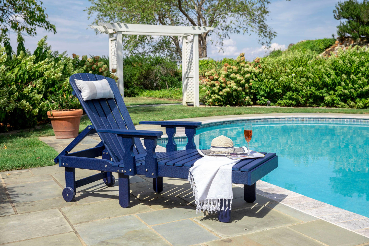 Leisure Lawns Amish Made Recycled Plastic Chaise Lounge w/ Arms Model #801A - LEAD TIME TO SHIP 4 WEEKS