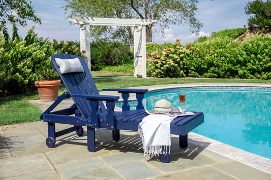 Leisure Lawns Amish Made Recycled Plastic Chaise Lounge w/ Arms Model #801A - LEAD TIME TO SHIP 4 WEEKS