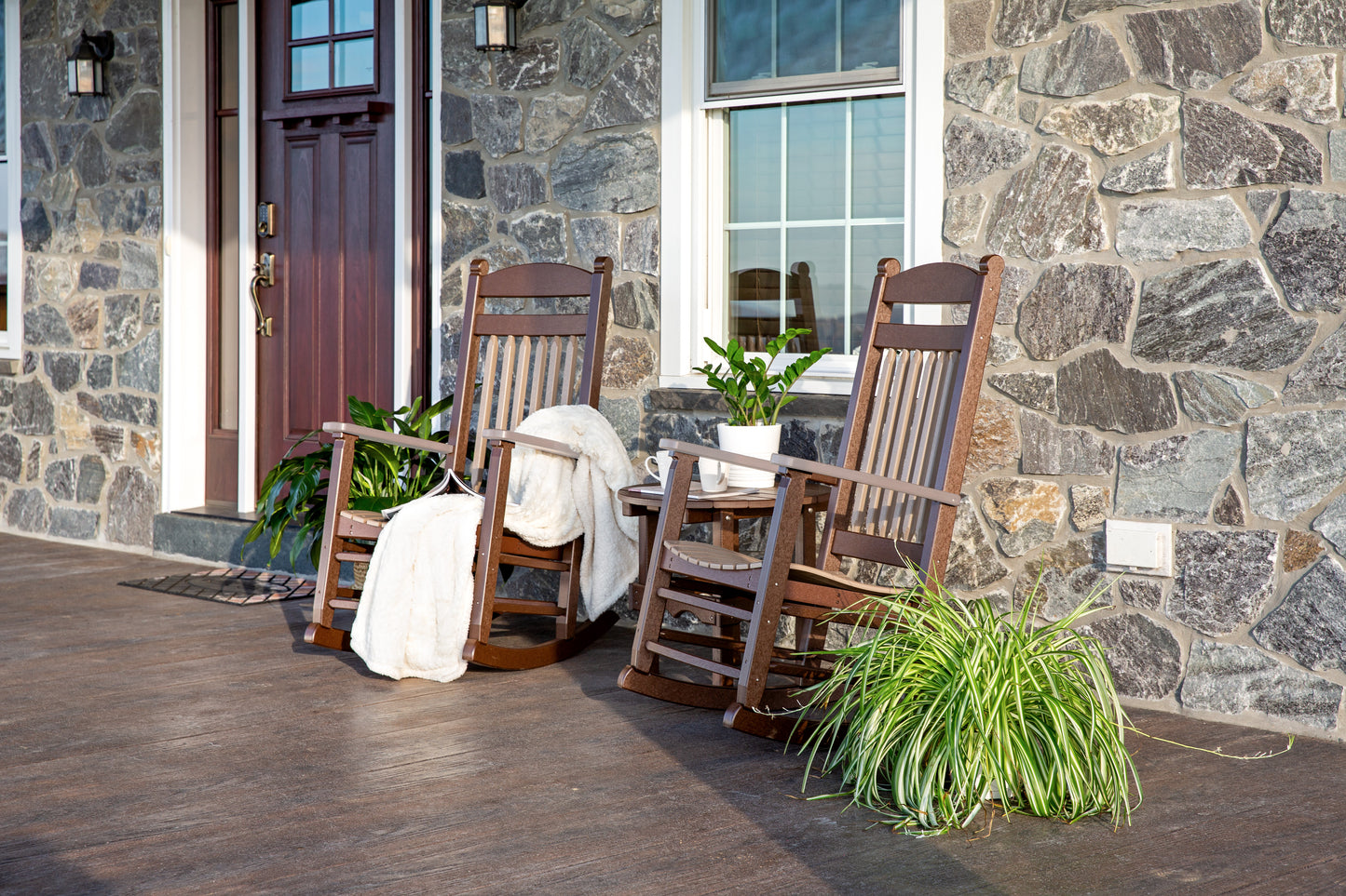 Leisure Lawns Amish Made Recycled Plastic Lumbar Rocking Chair Model #84 - LEAD TIME TO SHIP 4 WEEKS