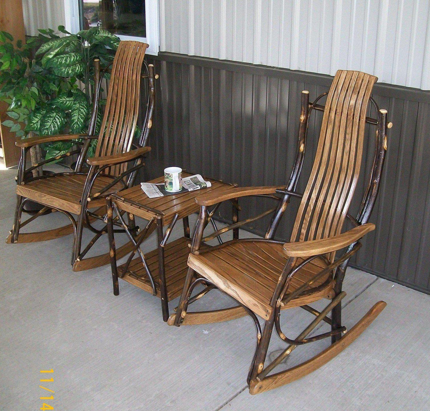 A&L Furniture Co. Amish Bentwood 7-Slat Hickory 3pc. Rocking Chair Set - LEAD TIME TO SHIP 10 BUSINESS DAYS