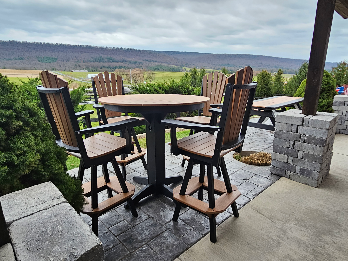 Bryton Park Poly Furniture Recycled Plastic Adirondack Swivel Bar Chair w/Arms (BAR HEIGHT) - LEAD TIME TO SHIP 10 BUSINESS DAYS