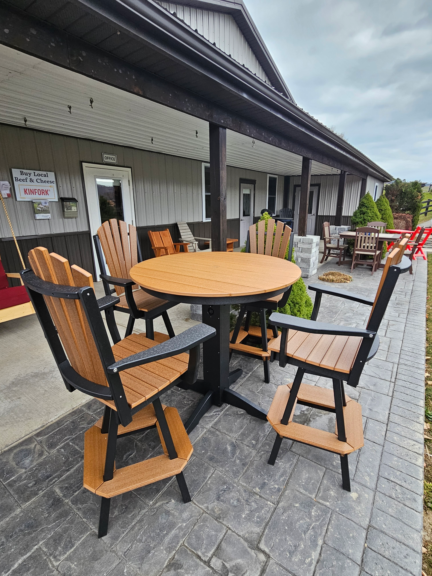 Bryton Park Poly Furniture Recycled Plastic Adirondack Swivel Bar Chair w/Arms (BAR HEIGHT) - LEAD TIME TO SHIP 10 BUSINESS DAYS