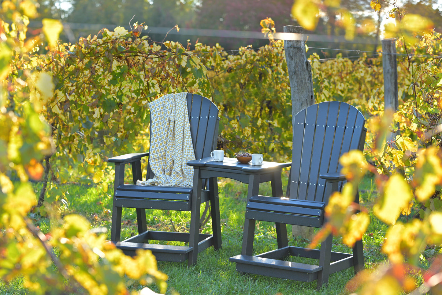 LuxCraft Recycled Plastic Balcony Chair Tete-a-Tete Connecting Table ONLY  (chairs sold separately)  - LEAD TIME TO SHIP 7 BUSINESS DAYS OR LESS