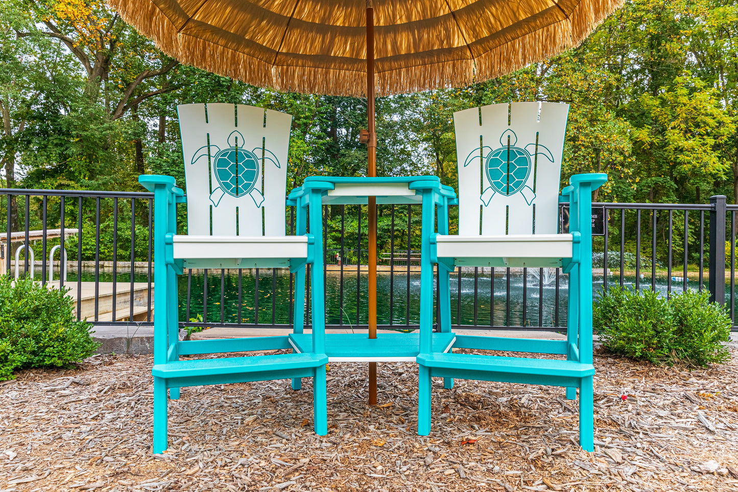 Beaver Dam Outdoor Bayside Turtle Design Bar Chair Set with 2 piece Settee Table (BAR HEIGHT) - LEAD TIME TO SHIP 6 WEEKS OR LESS