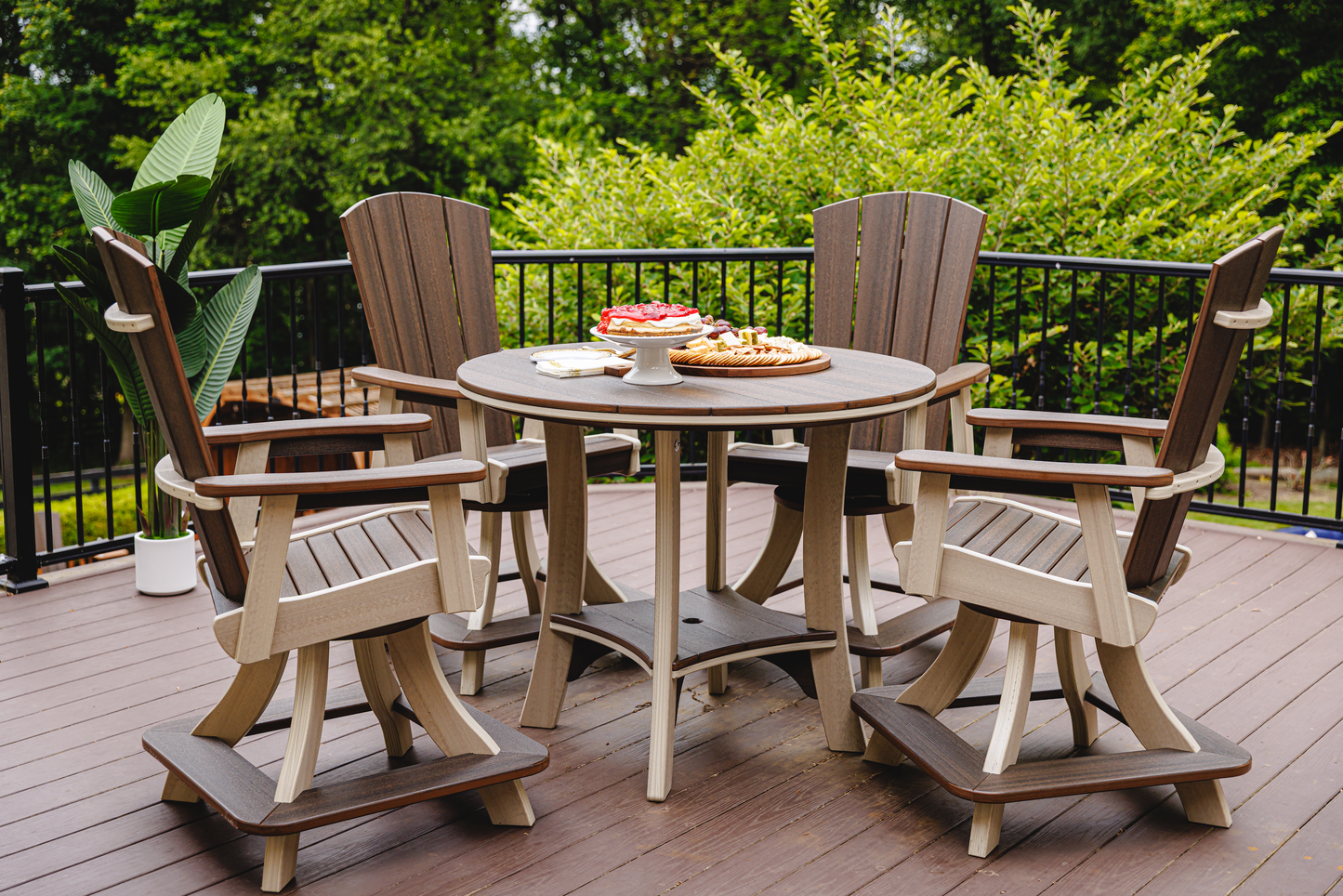 Beaver Dam Outdoor 43" Serenity Round Counter Table Swivel Chair Dining Set (COUNTER HEIGHT)