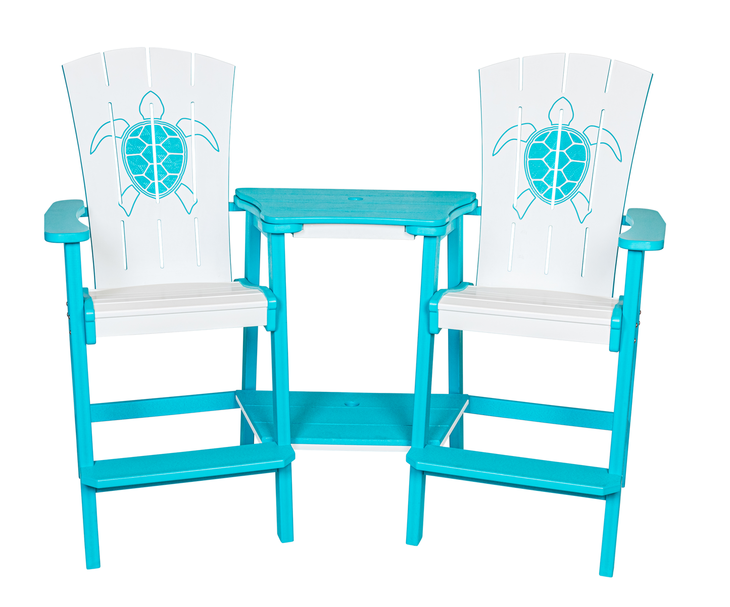 Beaver Dam Outdoor Bayside Turtle Design Bar Chair Set with 2 piece Settee Table (BAR HEIGHT) - LEAD TIME TO SHIP 6 WEEKS OR LESS