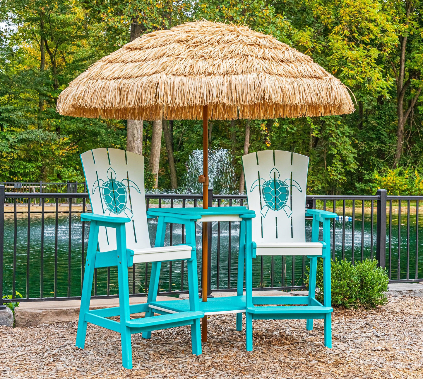 Beaver Dam Outdoor Bayside Turtle Design Bar Chair Set with 2 piece Settee Table (BAR HEIGHT) - LEAD TIME TO SHIP 6 WEEKS OR LESS