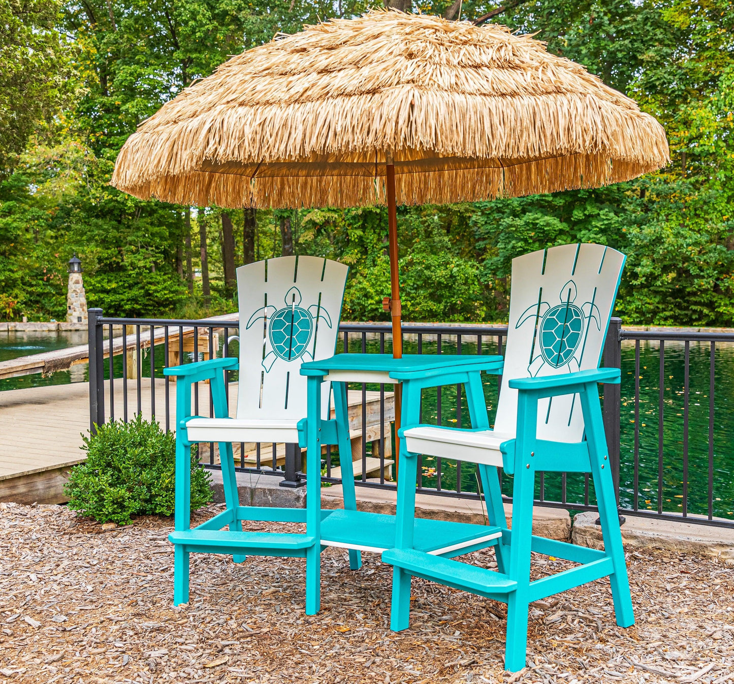 Beaver Dam Outdoor Bayside Turtle Design Bar Chair Set with 2 piece Settee Table (BAR HEIGHT) - LEAD TIME TO SHIP 6 WEEKS OR LESS