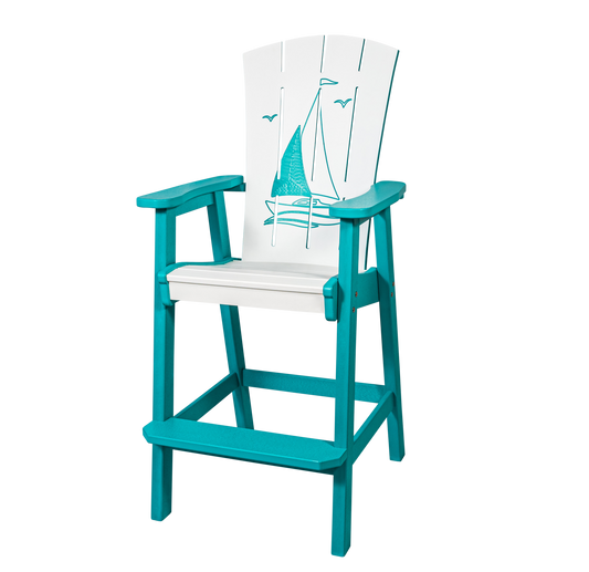 Beaver Dam Woodworks Bayside Sailboat Design Bar Chair (BAR HEIGHT) -  LEAD TIME TO SHIP 4 WEEKS OR LESS