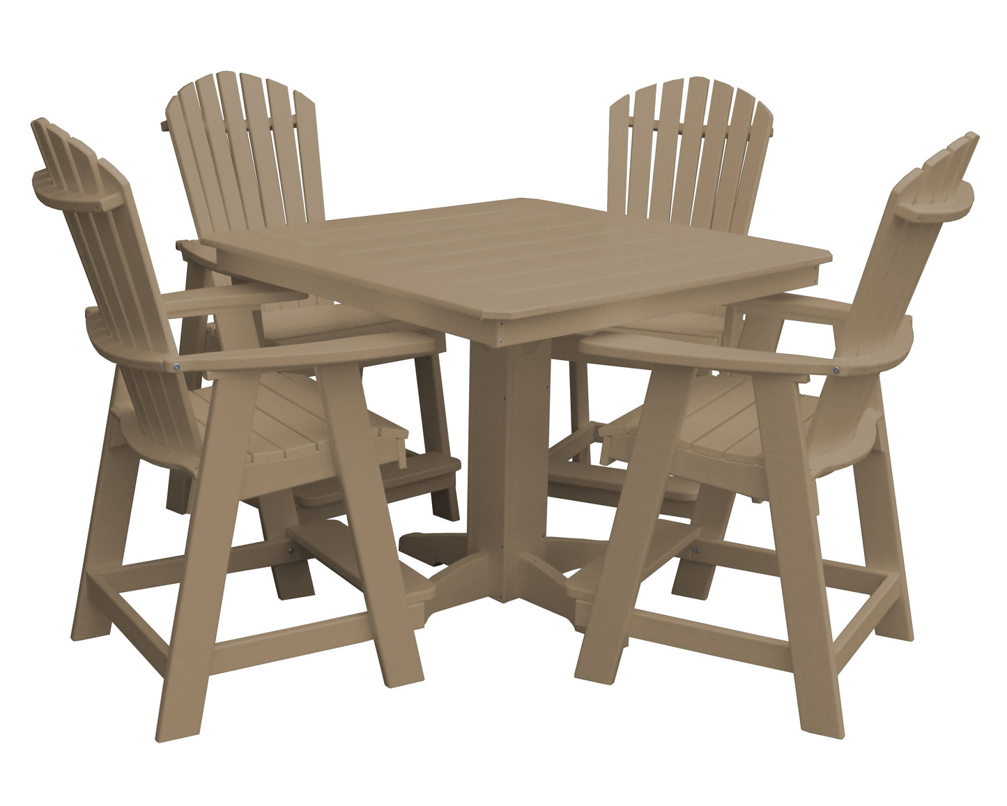 Bryton Park Poly Furniture 44in Fanback Balcony 5 Piece Set (Counter Height) - LEAD TIME TO SHIP 10 BUSINESS DAYS