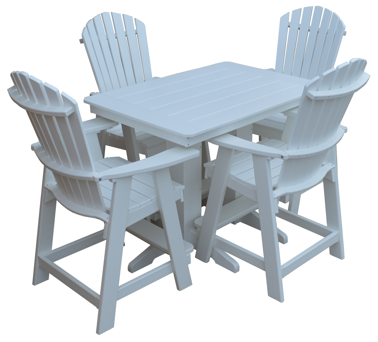Bryton Park Poly Furniture Recycled 4' Plastic Table Plastic with Fanback Balcony Chairs 5 Piece Set (Counter Height) - LEAD TIME TO SHIP 10 BUSINESS DAYS