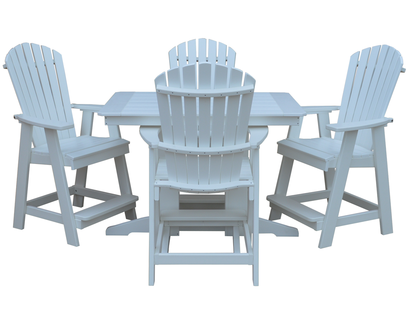 Bryton Park Poly Furniture Recycled 4' Plastic Table Plastic with Fanback Balcony Chairs 5 Piece Set (Counter Height) - LEAD TIME TO SHIP 10 BUSINESS DAYS
