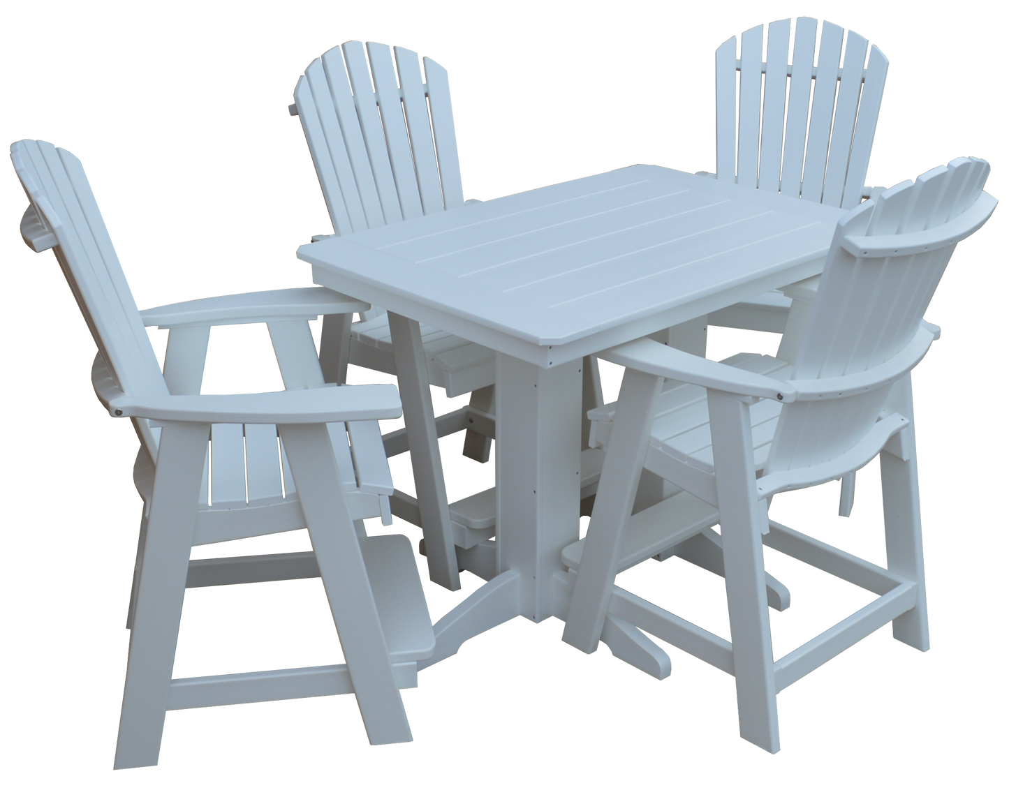 Bryton Park Poly Furniture Recycled 4' Plastic Table Plastic with Fanback Balcony Chairs 5 Piece Set (Counter Height) - LEAD TIME TO SHIP 10 BUSINESS DAYS