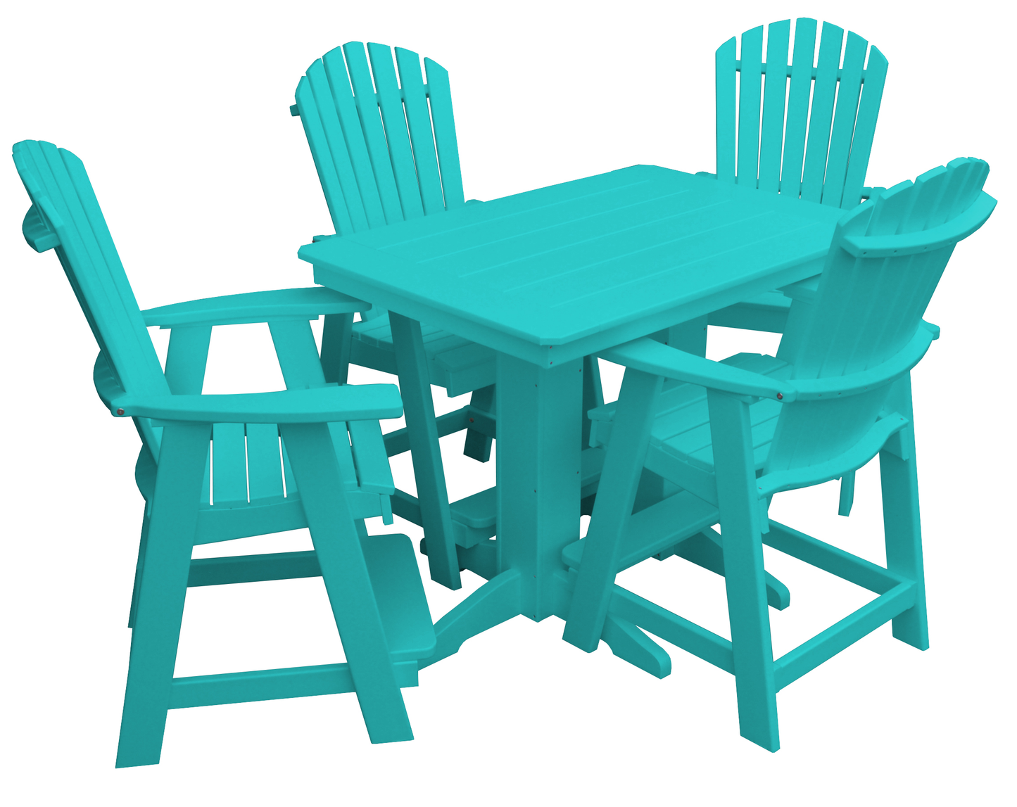 Bryton Park Poly Furniture Recycled 4' Plastic Table Plastic with Fanback Balcony Chairs 5 Piece Set (Counter Height) - LEAD TIME TO SHIP 10 BUSINESS DAYS