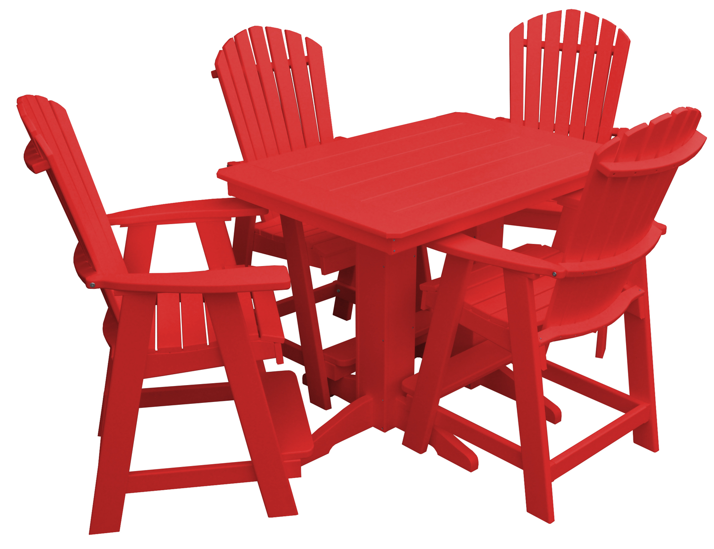 Bryton Park Poly Furniture Recycled 4' Plastic Table Plastic with Fanback Balcony Chairs 5 Piece Set (Counter Height) - LEAD TIME TO SHIP 10 BUSINESS DAYS