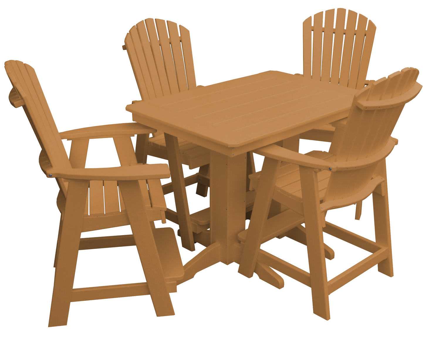 Bryton Park Poly Furniture Recycled 4' Plastic Table Plastic with Fanback Balcony Chairs 5 Piece Set (Counter Height) - LEAD TIME TO SHIP 10 BUSINESS DAYS