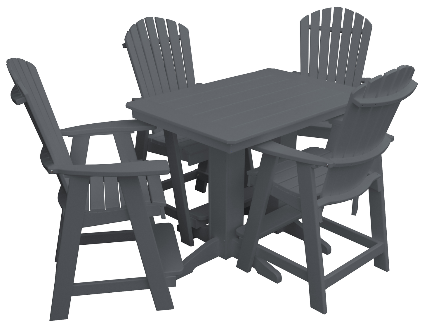 Bryton Park Poly Furniture Recycled 4' Plastic Table Plastic with Fanback Balcony Chairs 5 Piece Set (Counter Height) - LEAD TIME TO SHIP 10 BUSINESS DAYS