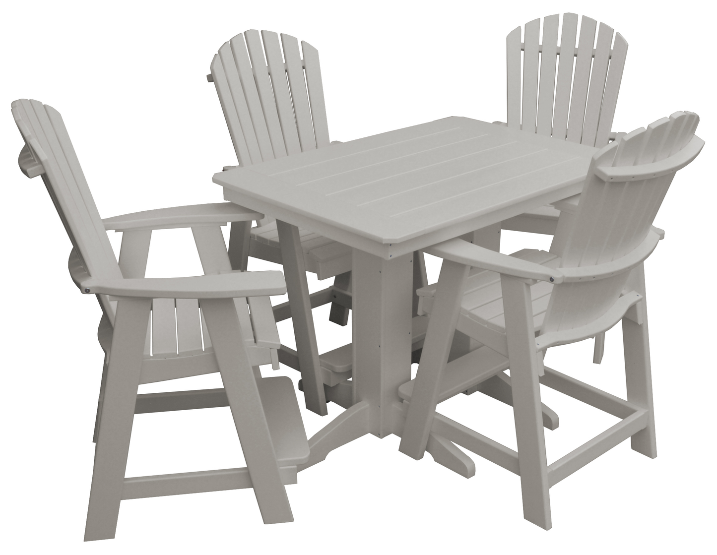 Bryton Park Poly Furniture Recycled 4' Plastic Table Plastic with Fanback Balcony Chairs 5 Piece Set (Counter Height) - LEAD TIME TO SHIP 10 BUSINESS DAYS