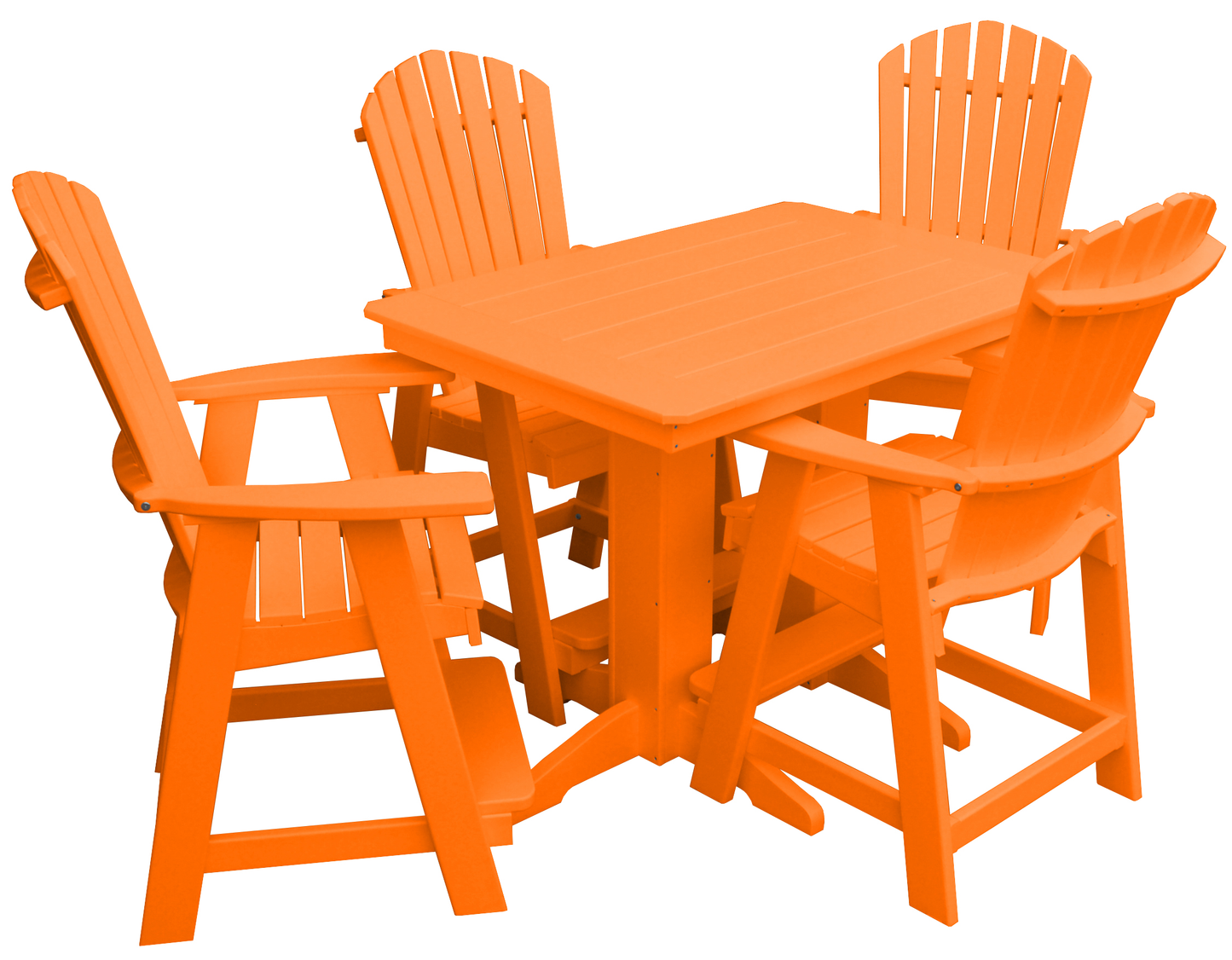 Bryton Park Poly Furniture Recycled 4' Plastic Table Plastic with Fanback Balcony Chairs 5 Piece Set (Counter Height) - LEAD TIME TO SHIP 10 BUSINESS DAYS