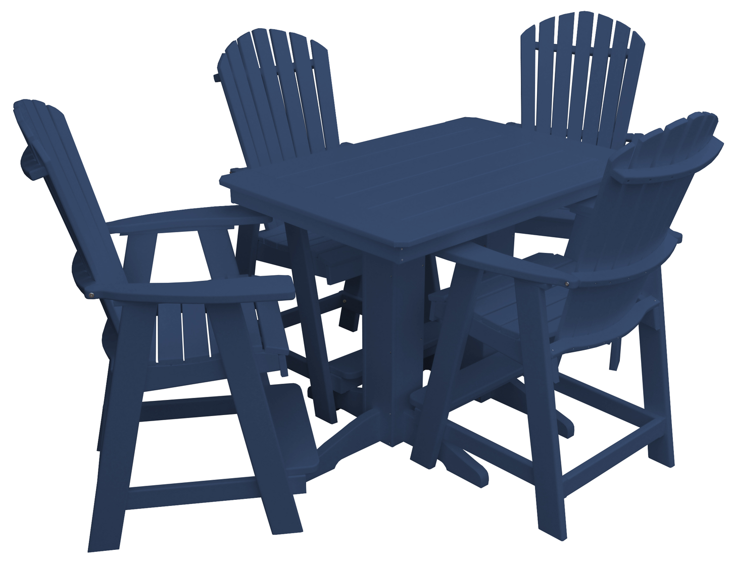 Bryton Park Poly Furniture Recycled 4' Plastic Table Plastic with Fanback Balcony Chairs 5 Piece Set (Counter Height) - LEAD TIME TO SHIP 10 BUSINESS DAYS