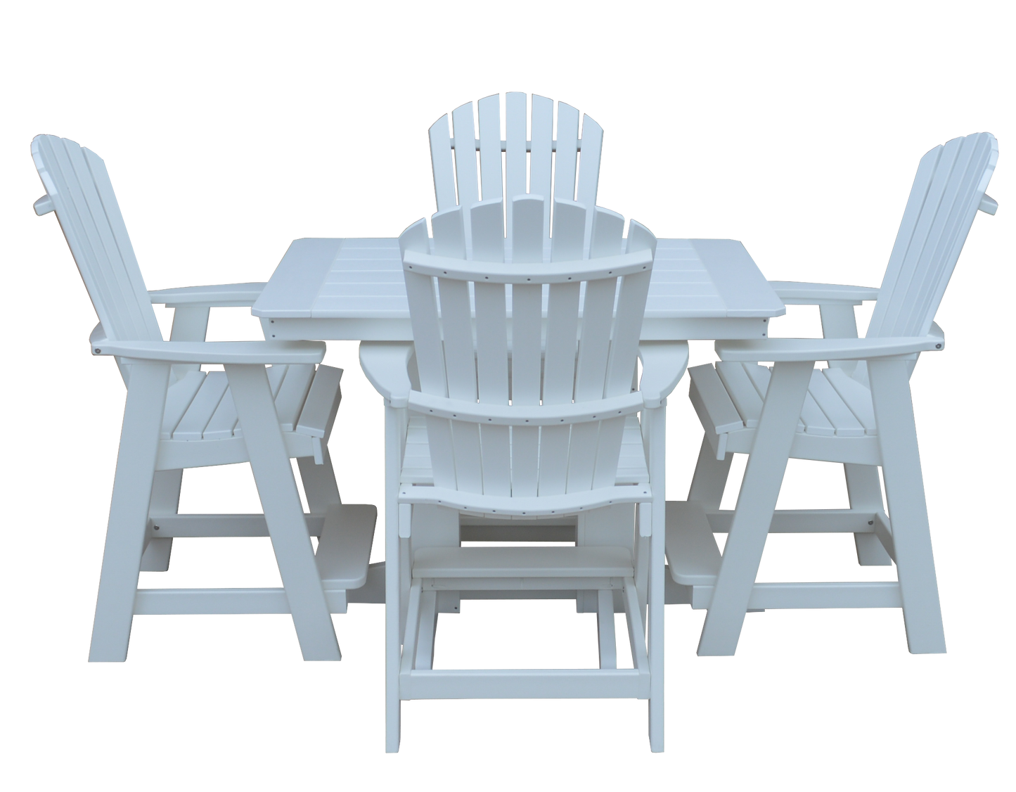 Bryton Park Poly Furniture Recycled 4' Plastic Table Plastic with Fanback Balcony Chairs 5 Piece Set (Counter Height) - LEAD TIME TO SHIP 10 BUSINESS DAYS