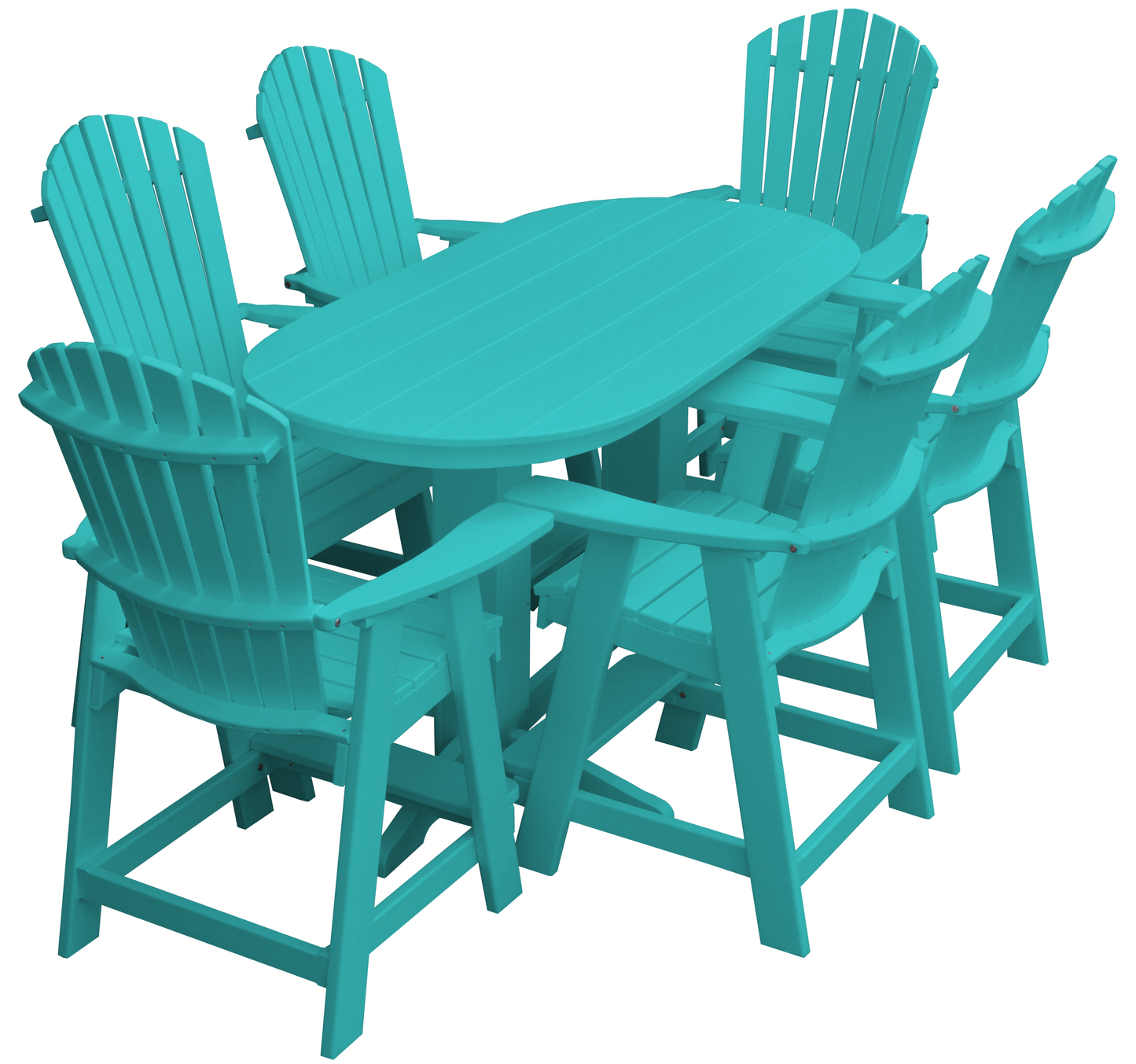 Bryton Park Poly Furniture Recycled 6' Oval Table with Fanback Balcony Chairs 7 Piece Set (Counter Height) - LEAD TIME TO SHIP 10 BUSINESS DAYS