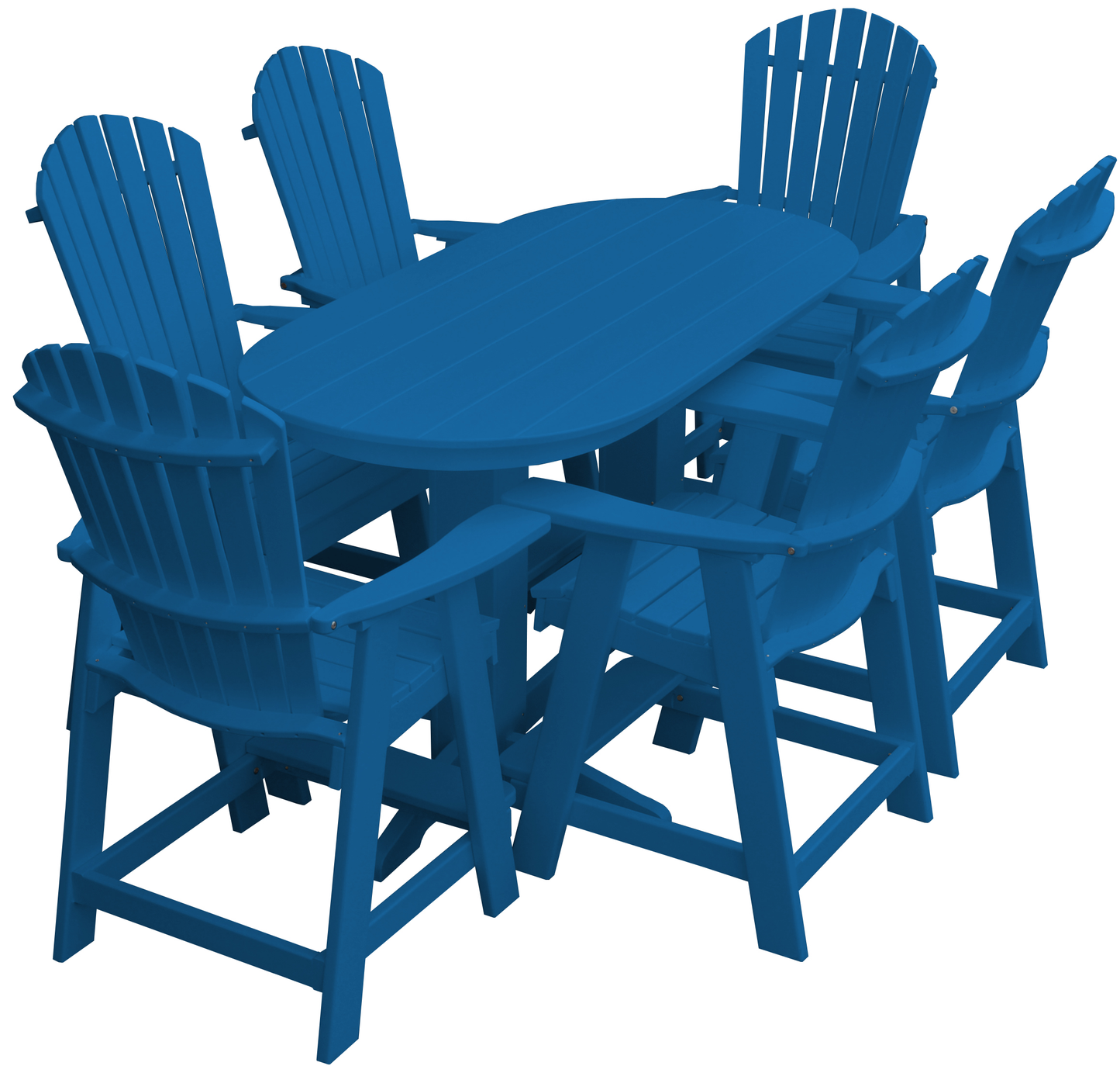 Bryton Park Poly Furniture Recycled 6' Oval Table with Fanback Balcony Chairs 7 Piece Set (Counter Height) - LEAD TIME TO SHIP 10 BUSINESS DAYS