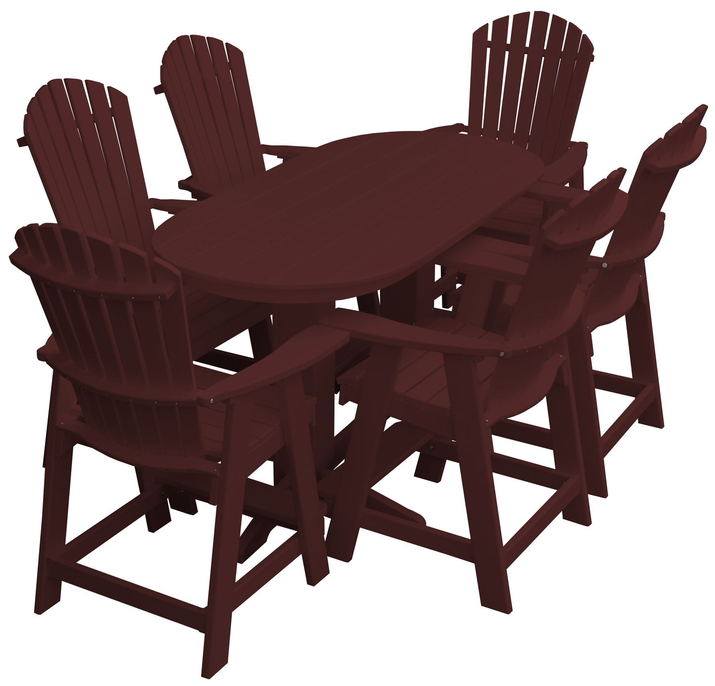Bryton Park Poly Furniture Recycled 6' Oval Table with Fanback Balcony Chairs 7 Piece Set (Counter Height) - LEAD TIME TO SHIP 10 BUSINESS DAYS