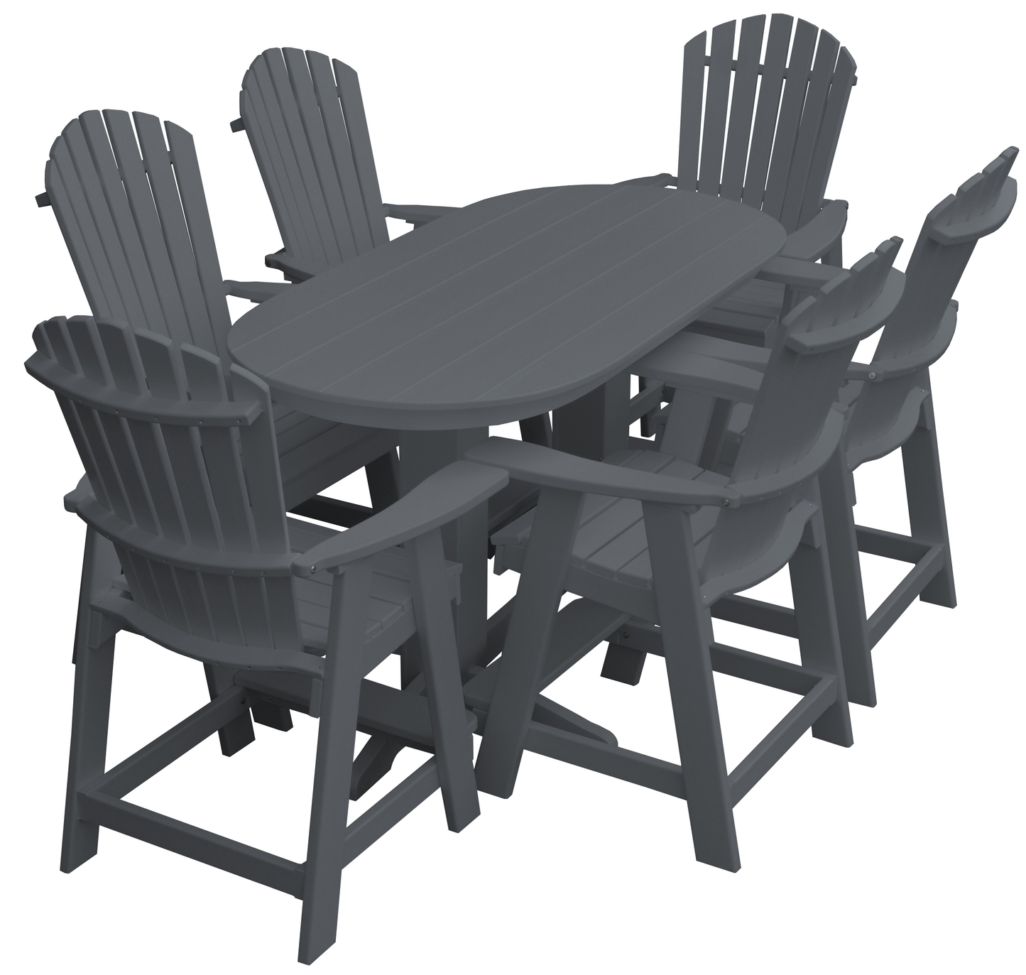 Bryton Park Poly Furniture Recycled 6' Oval Table with Fanback Balcony Chairs 7 Piece Set (Counter Height) - LEAD TIME TO SHIP 10 BUSINESS DAYS
