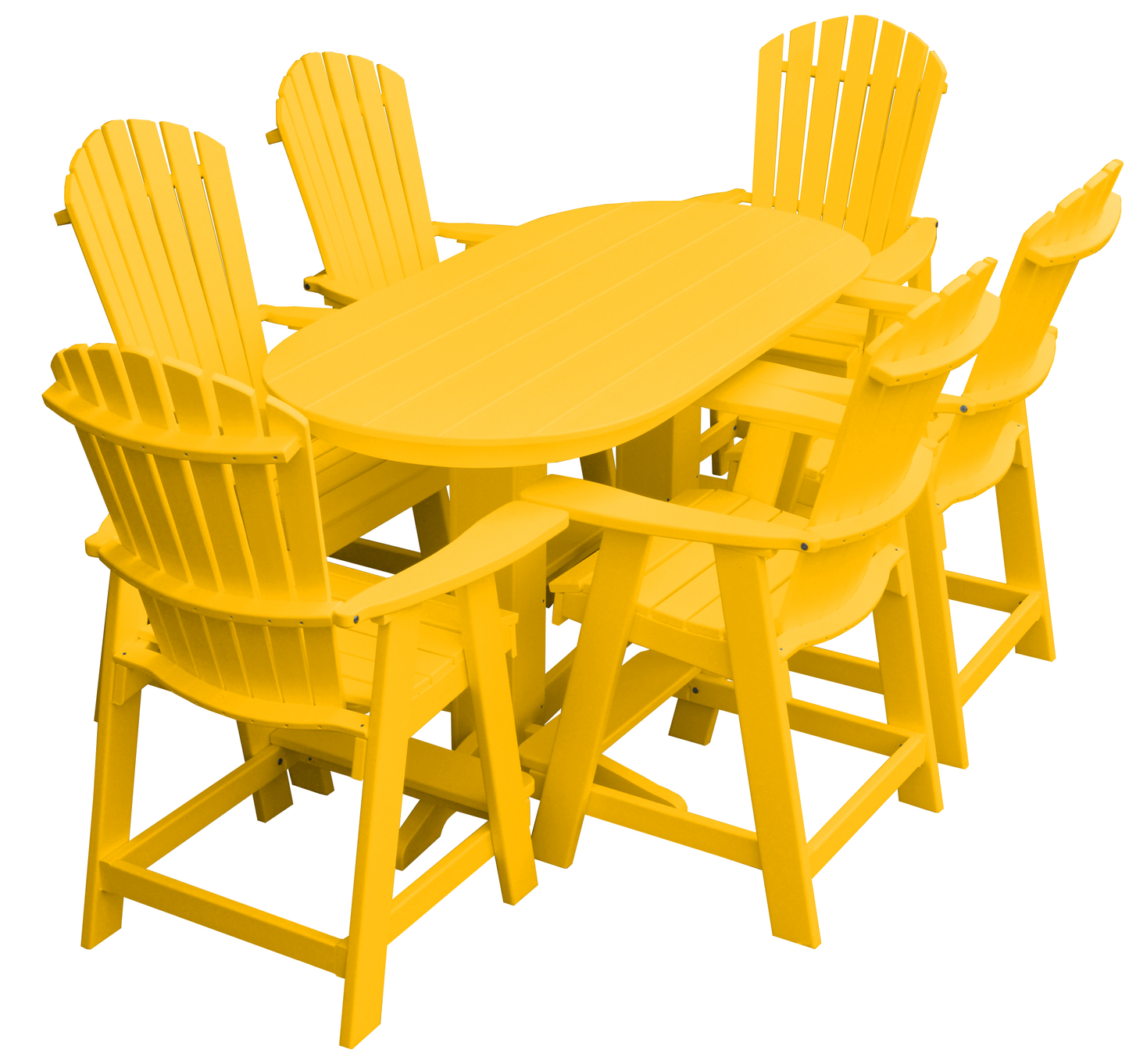 Bryton Park Poly Furniture Recycled 6' Oval Table with Fanback Balcony Chairs 7 Piece Set (Counter Height) - LEAD TIME TO SHIP 10 BUSINESS DAYS