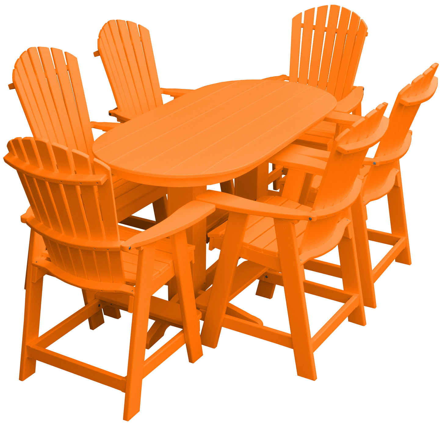 Bryton Park Poly Furniture Recycled 6' Oval Table with Fanback Balcony Chairs 7 Piece Set (Counter Height) - LEAD TIME TO SHIP 10 BUSINESS DAYS