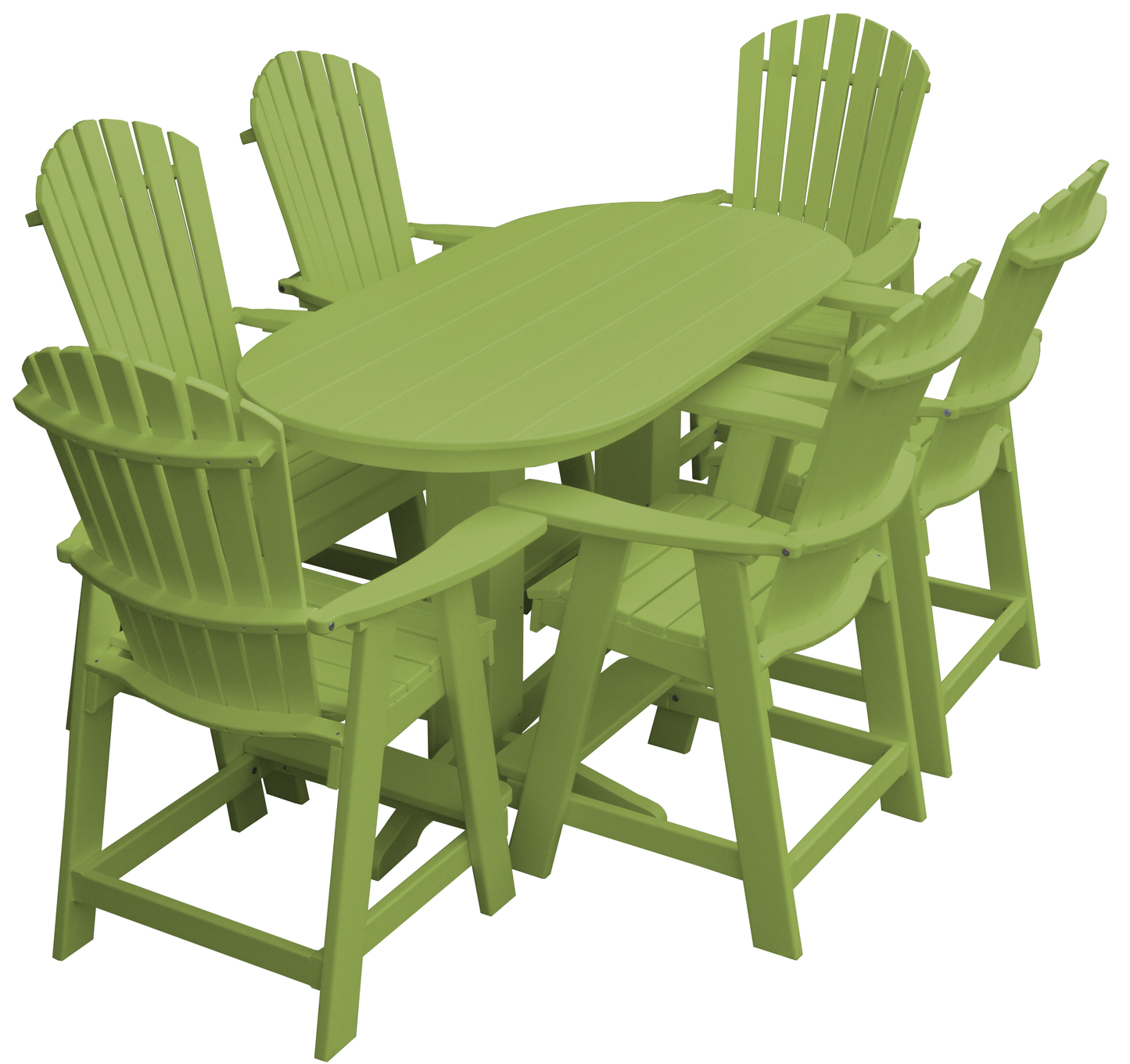 Bryton Park Poly Furniture Recycled 6' Oval Table with Fanback Balcony Chairs 7 Piece Set (Counter Height) - LEAD TIME TO SHIP 10 BUSINESS DAYS
