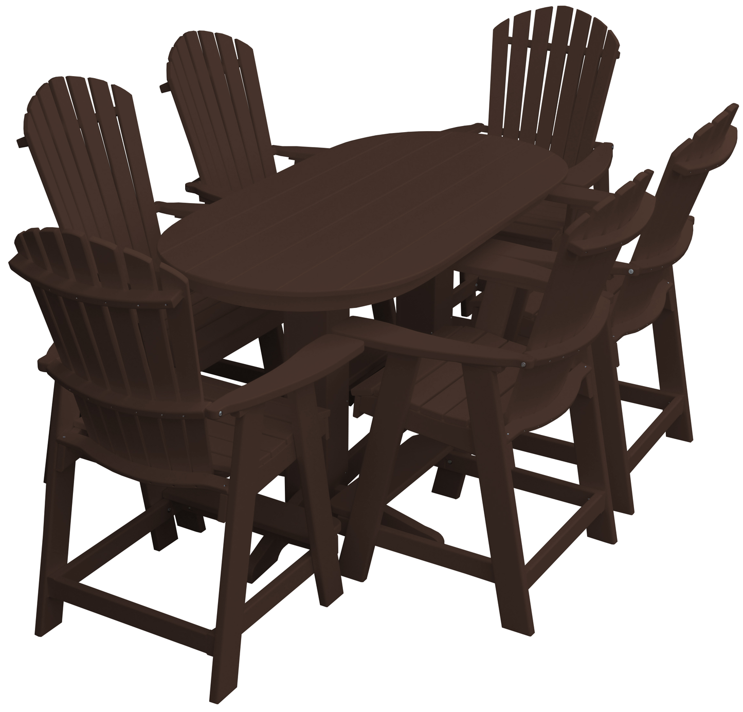 Bryton Park Poly Furniture Recycled 6' Oval Table with Fanback Balcony Chairs 7 Piece Set (Counter Height) - LEAD TIME TO SHIP 10 BUSINESS DAYS