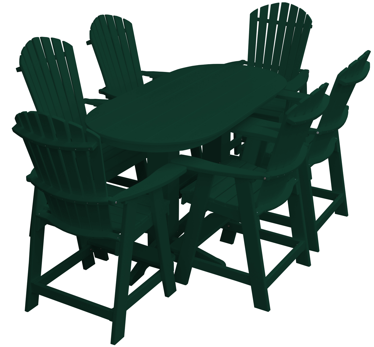 Bryton Park Poly Furniture Recycled 6' Oval Table with Fanback Balcony Chairs 7 Piece Set (Counter Height) - LEAD TIME TO SHIP 10 BUSINESS DAYS