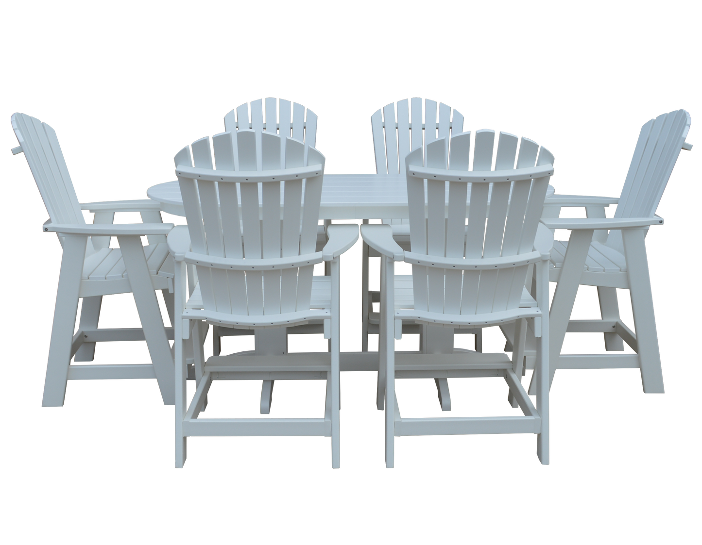 Bryton Park Poly Furniture Recycled 6' Oval Table with Fanback Balcony Chairs 7 Piece Set (Counter Height) - LEAD TIME TO SHIP 10 BUSINESS DAYS