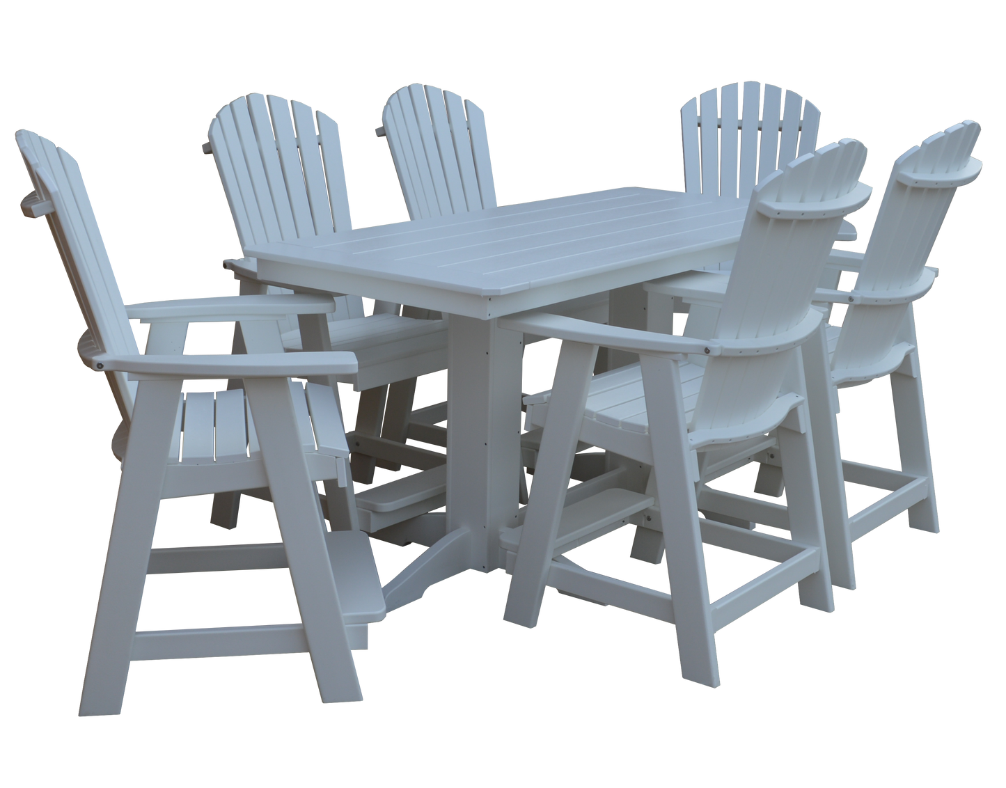 Bryton Park Poly Furniture Recycled 6' Rectangular Table with Fanback Balcony Chairs 7 Piece Set (Counter Height) - LEAD TIME TO SHIP 10 BUSINESS DAYS