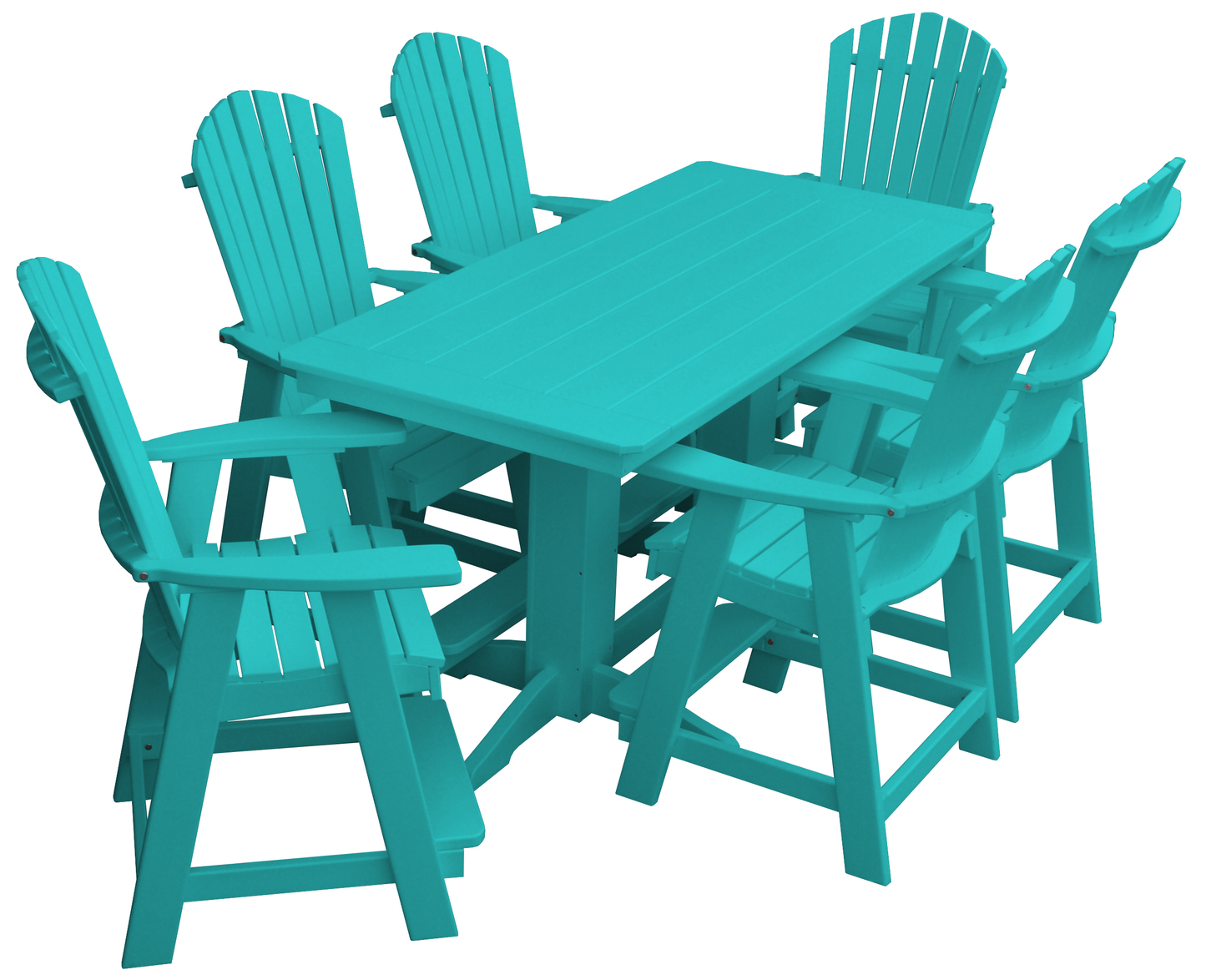 Bryton Park Poly Furniture Recycled 6' Rectangular Table with Fanback Balcony Chairs 7 Piece Set (Counter Height) - LEAD TIME TO SHIP 10 BUSINESS DAYS