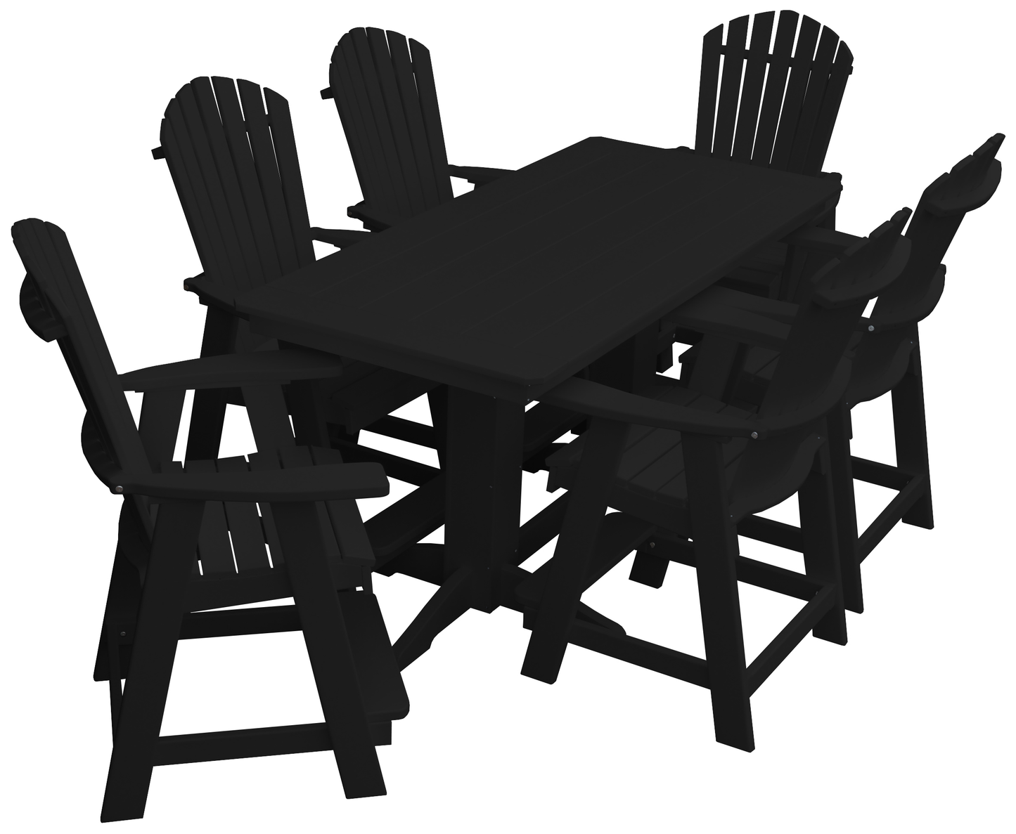 Bryton Park Poly Furniture Recycled 6' Rectangular Table with Fanback Balcony Chairs 7 Piece Set (Counter Height) - LEAD TIME TO SHIP 10 BUSINESS DAYS