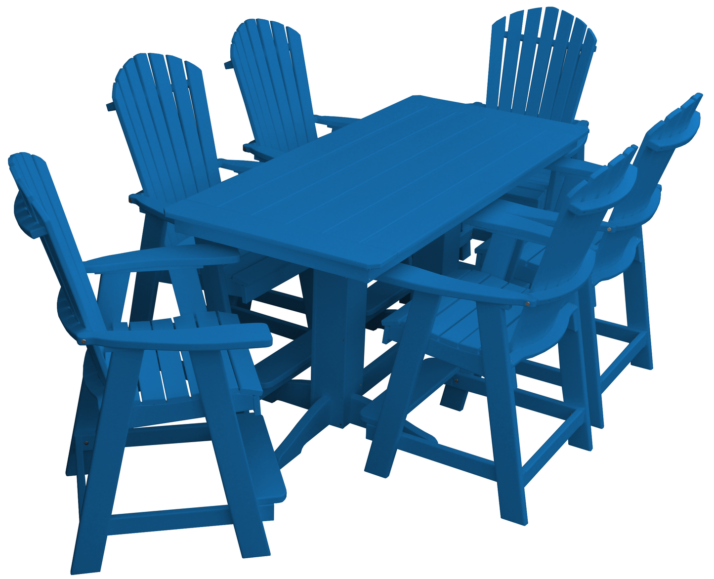 Bryton Park Poly Furniture Recycled 6' Rectangular Table with Fanback Balcony Chairs 7 Piece Set (Counter Height) - LEAD TIME TO SHIP 10 BUSINESS DAYS