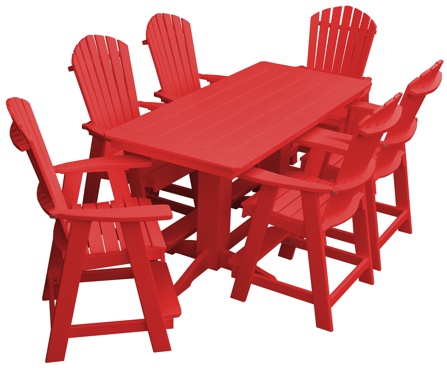 Bryton Park Poly Furniture Recycled 6' Rectangular Table with Fanback Balcony Chairs 7 Piece Set (Counter Height) - LEAD TIME TO SHIP 10 BUSINESS DAYS