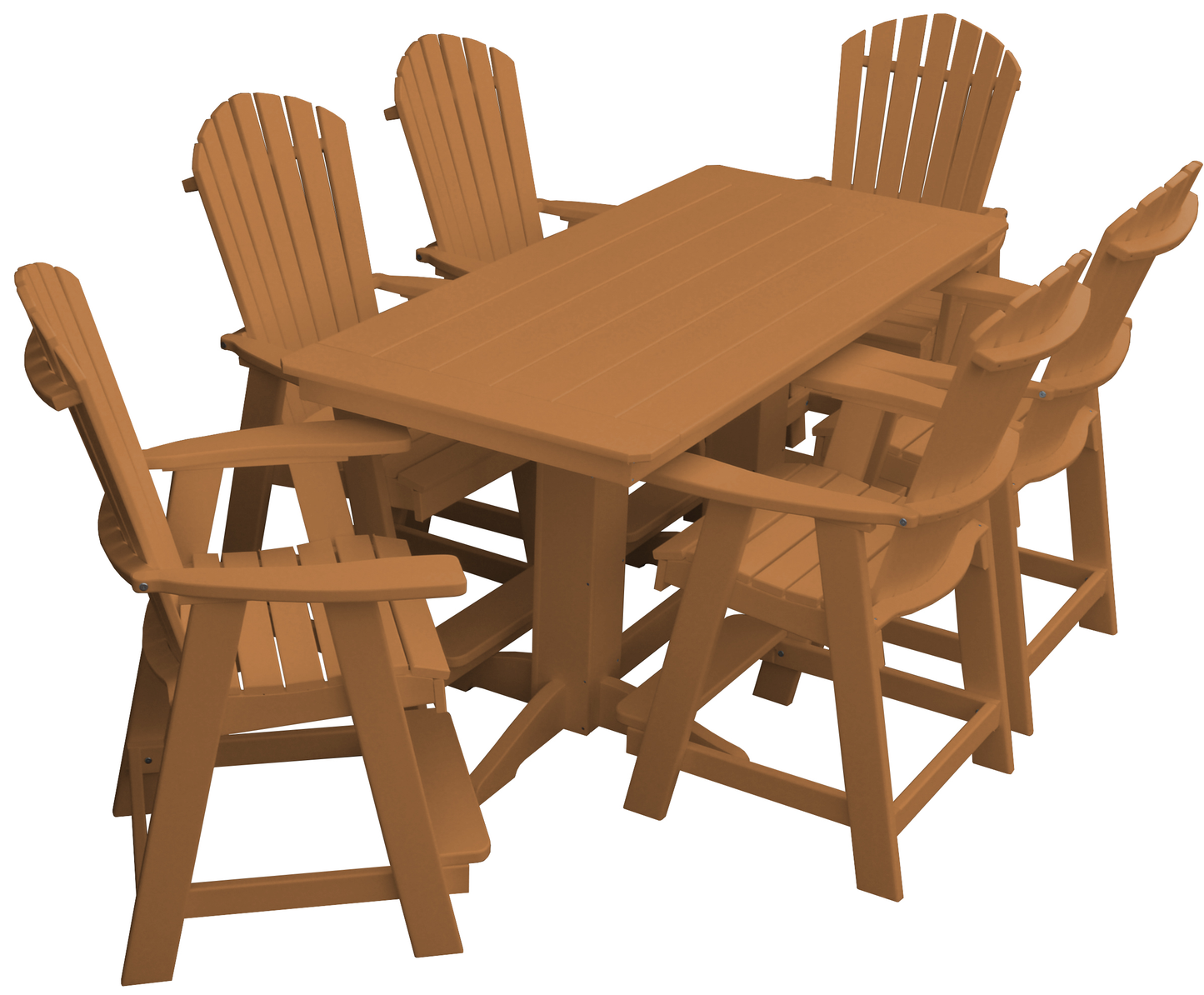 Bryton Park Poly Furniture Recycled 6' Rectangular Table with Fanback Balcony Chairs 7 Piece Set (Counter Height) - LEAD TIME TO SHIP 10 BUSINESS DAYS