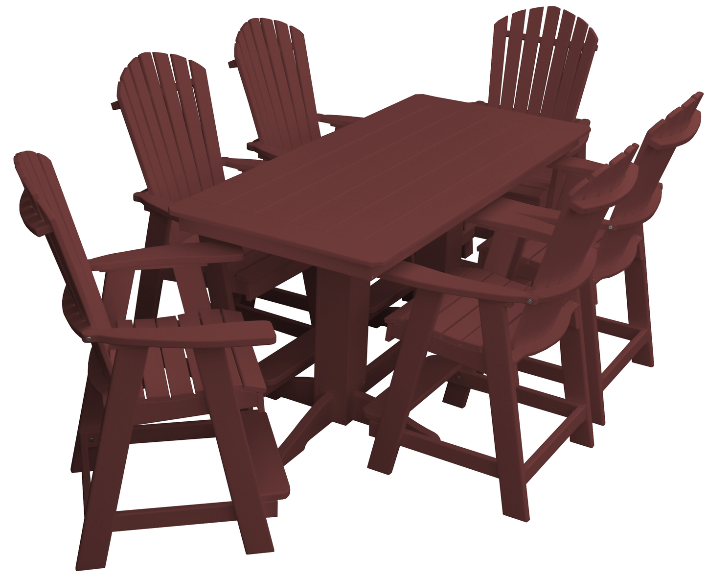 Bryton Park Poly Furniture Recycled 6' Rectangular Table with Fanback Balcony Chairs 7 Piece Set (Counter Height) - LEAD TIME TO SHIP 10 BUSINESS DAYS