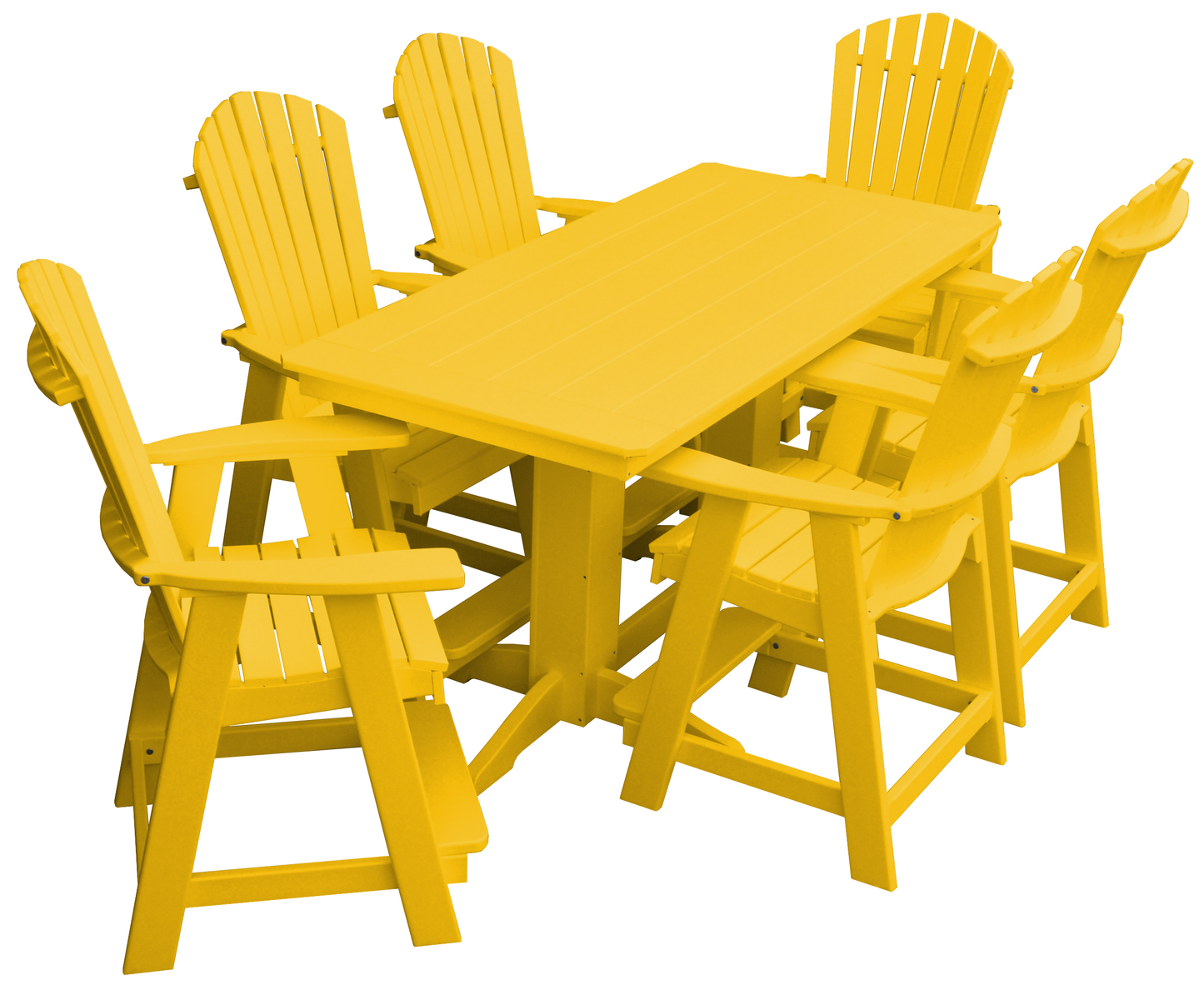 Bryton Park Poly Furniture Recycled 6' Rectangular Table with Fanback Balcony Chairs 7 Piece Set (Counter Height) - LEAD TIME TO SHIP 10 BUSINESS DAYS