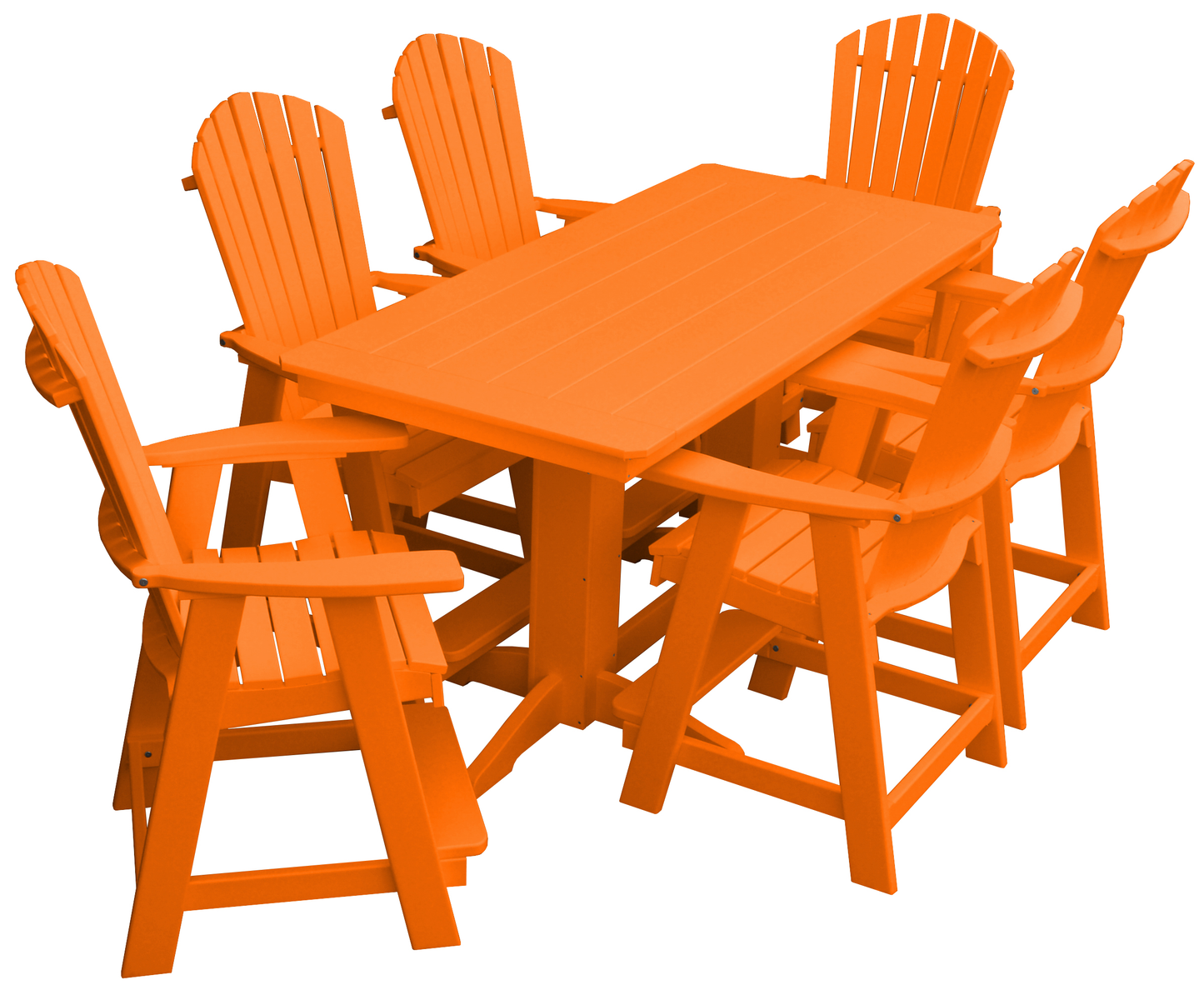 Bryton Park Poly Furniture Recycled 6' Rectangular Table with Fanback Balcony Chairs 7 Piece Set (Counter Height) - LEAD TIME TO SHIP 10 BUSINESS DAYS