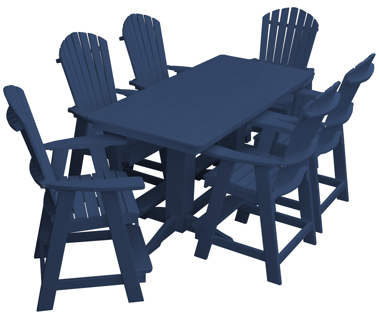 Bryton Park Poly Furniture Recycled 6' Rectangular Table with Fanback Balcony Chairs 7 Piece Set (Counter Height) - LEAD TIME TO SHIP 10 BUSINESS DAYS