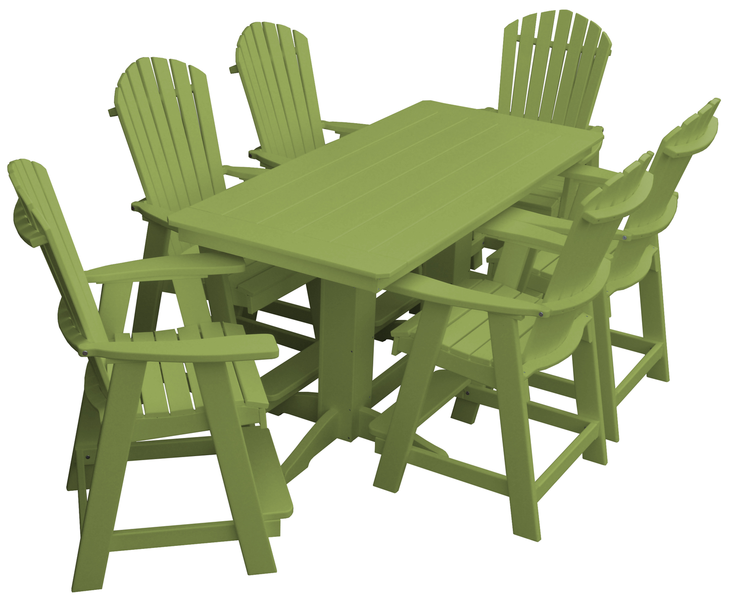 Bryton Park Poly Furniture Recycled 6' Rectangular Table with Fanback Balcony Chairs 7 Piece Set (Counter Height) - LEAD TIME TO SHIP 10 BUSINESS DAYS
