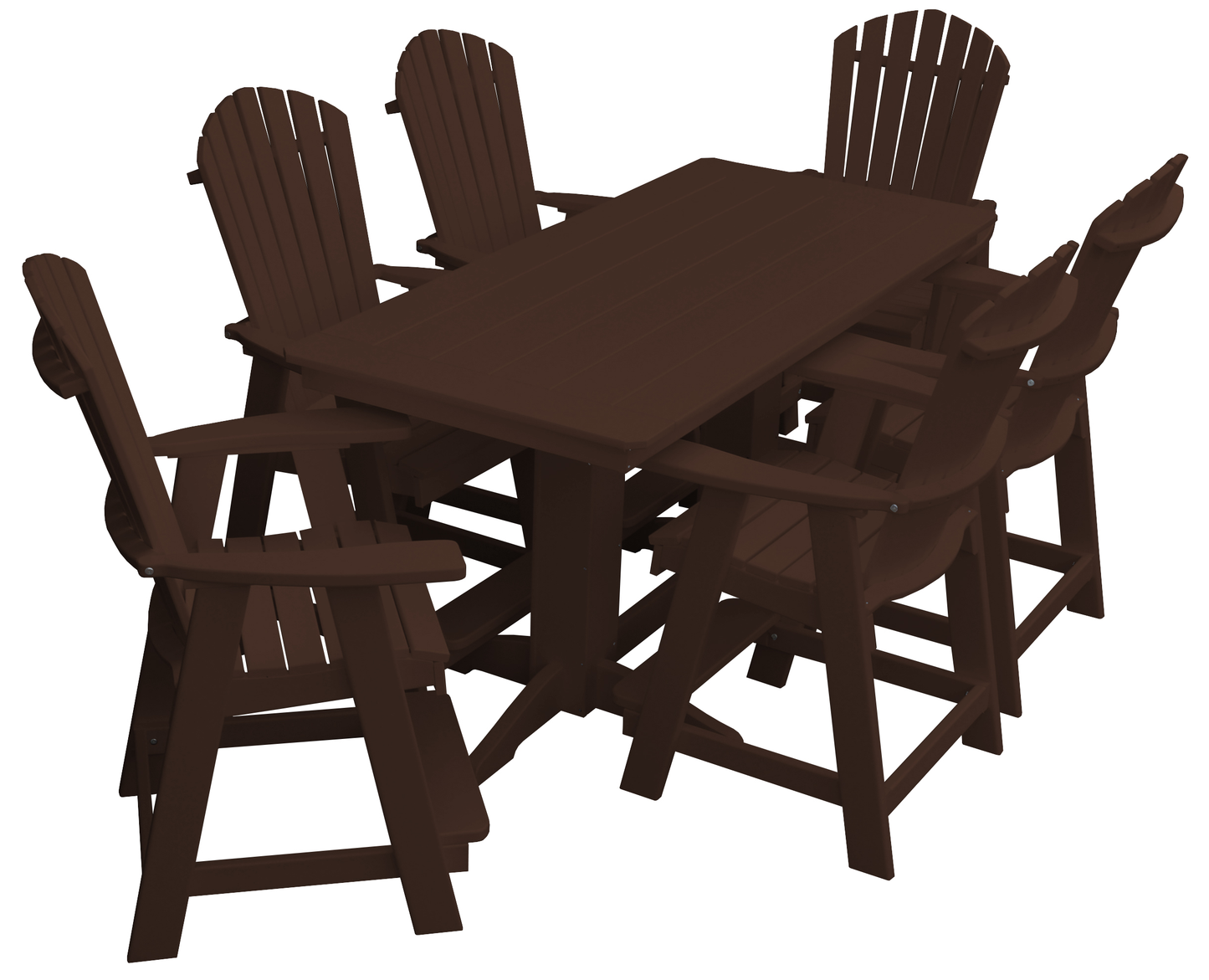 Bryton Park Poly Furniture Recycled 6' Rectangular Table with Fanback Balcony Chairs 7 Piece Set (Counter Height) - LEAD TIME TO SHIP 10 BUSINESS DAYS