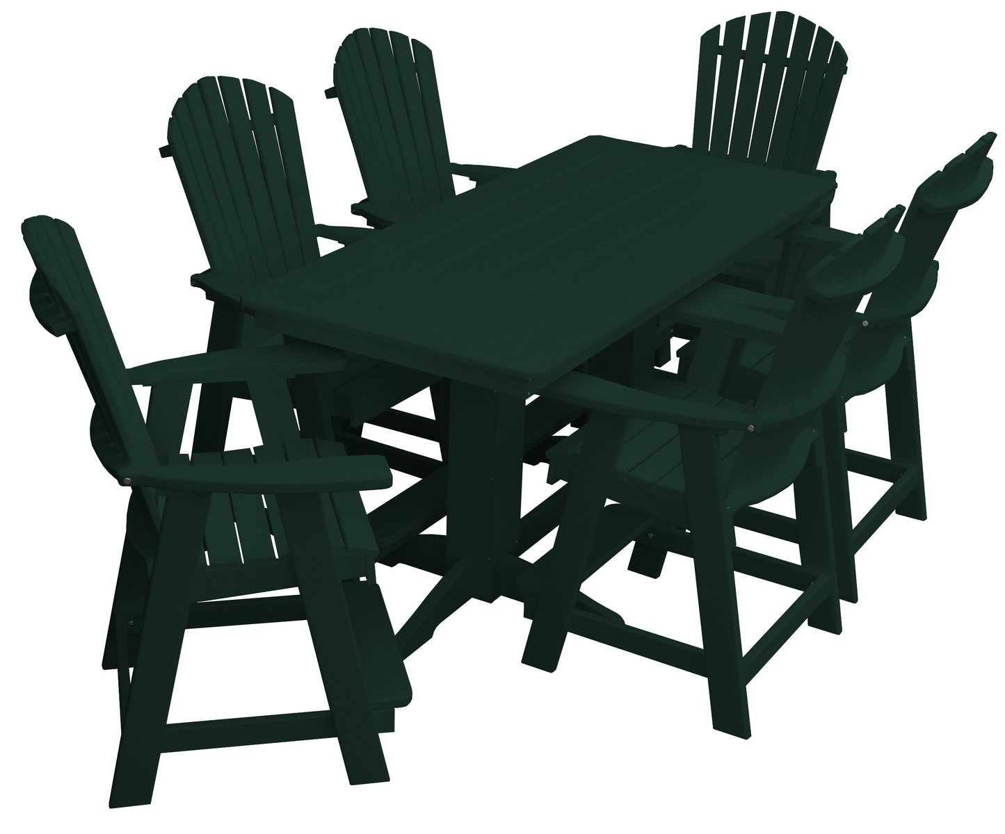 Bryton Park Poly Furniture Recycled 6' Rectangular Table with Fanback Balcony Chairs 7 Piece Set (Counter Height) - LEAD TIME TO SHIP 10 BUSINESS DAYS