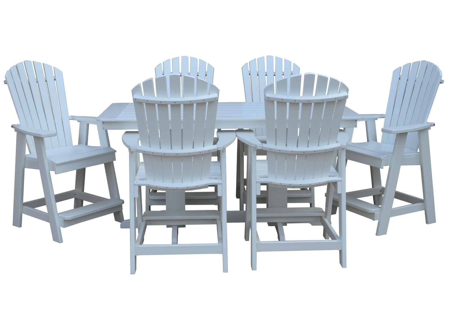 Bryton Park Poly Furniture Recycled 6' Rectangular Table with Fanback Balcony Chairs 7 Piece Set (Counter Height) - LEAD TIME TO SHIP 10 BUSINESS DAYS